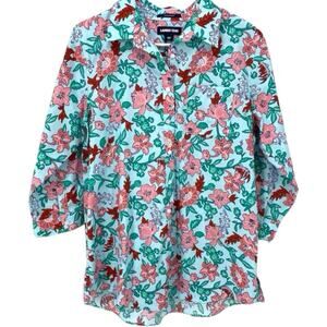 Lands' End NWOT Plus Size Women's No Iron 3/4 Sleeve Floral  Tunic Top 18W